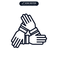 Partnership. three hands support icon symbol template for graphic and web design collection logo vector illustration