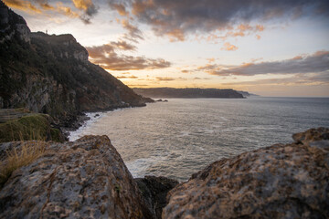 sunset on the cliff of the Basque Country