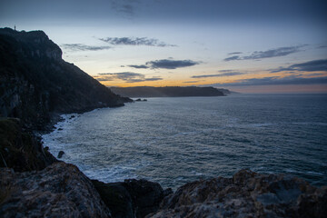 sunset on the cliff of the Basque Country