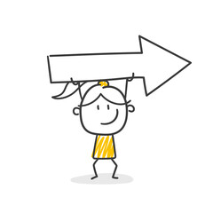 Strichfiguren / Strichmännchen (F): Großer Pfeil rechts.