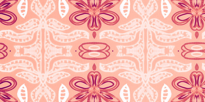 Hand drawn floral ethnic pattern. Seamless abstract batik print.