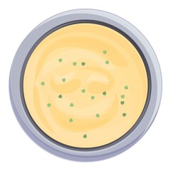 Broth cream soup icon cartoon vector. Vegetable plate. Curry food