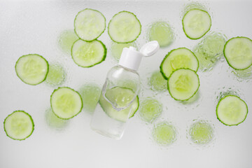 Fresh cucumber with many round slices background.