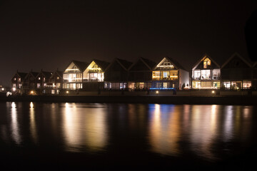 Night at the Nykoebing Sjalland harbour in Denmark.