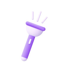 3d flashlight icon isolated on white background. Trendy vector in 3d style for web design.