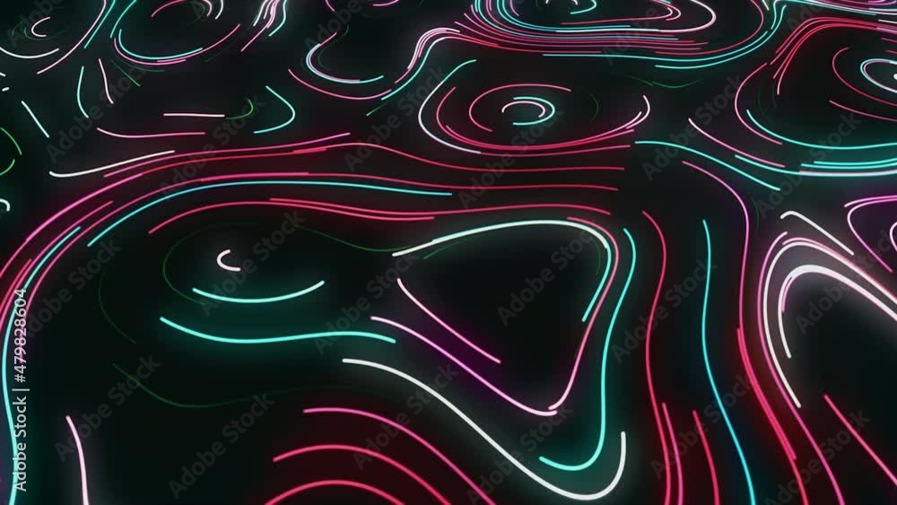 Aufkleber black background. motion. bright multicolored lines shine and stretch to create patterns.