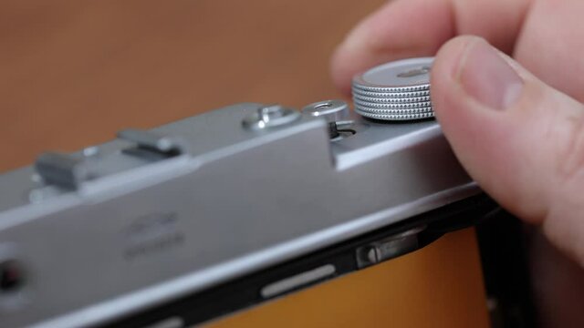 The old vintage soviet Rangefinder medium format film camera, released in USS