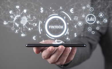 Fototapeta na wymiar Concept of Fintech. Future of financial technology