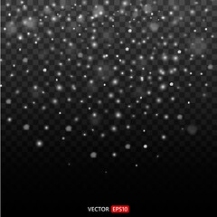 Shining star, the sun particles and sparks with a highlight effect, color bokeh lights glitter and sequins. On transparent background. Set. Vector, EPS10
