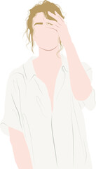 Minimalistic portrait of a blonde girl in a white shirt