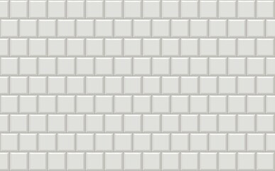 Subway tiles horizontal white background Metro brick decor seamless pattern for kitchen, bathroom or outdoor architecture vector illustration Glossy building interior design tiled material