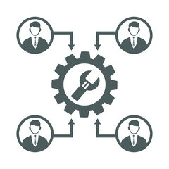 Development, of, staff, organization icon. Gray vector sketch.