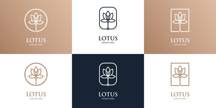 Set of Collection Creative Lotus Beauty Flower Logo Design.