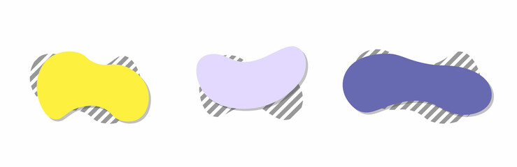 Set of modern abstract vector banners. Flat geometric shapes of different colors with black outline in memphis design style. Template ready for use in web or print design.