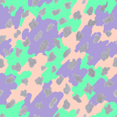 Seamless pattern pastel colors Pink Green lilac silver spots abstraction