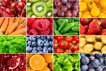 Background of fruits, vegetables and berries. Fresh food. Healthy food. Vitamins