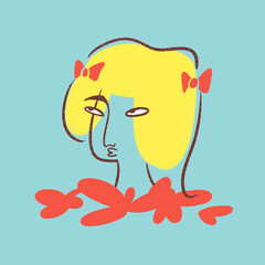 portrait of a woman with yellow hair on a blue background. you can use this for fashion magazines, books, postcards, stickers and advertisements	