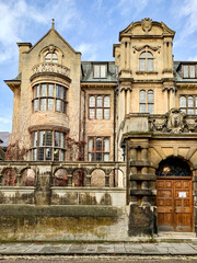 Naklejka premium Oxford university street view from Merton street. Facade of beautiful old house