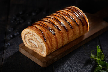 Sponge roll with cream filling