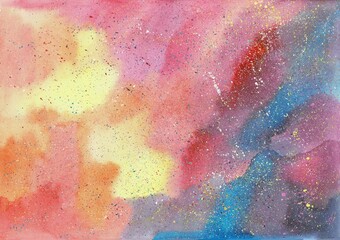 Cosmic watercolor background with stars