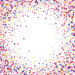 Green Dot Jubilee Texture. Celebration Geometric Illustration. Yellow Design Round Background. Red Flying Confetti.