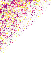 Yellow Valentines Confetti Background. Pink Holiday Texture. Red Circle Grid. Purple Shape Frame. Transparent Illustration.