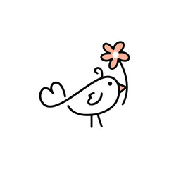 bird with a flower 
