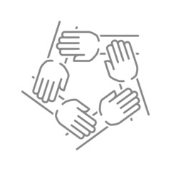 Teamwork line icon. Friendship, unity, team building symbol