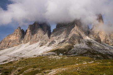 Mountain trail Tre Cime di Lavaredo in Dolomites in Italy