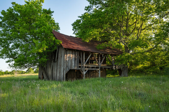 old abandoned barn on a cattle ranch