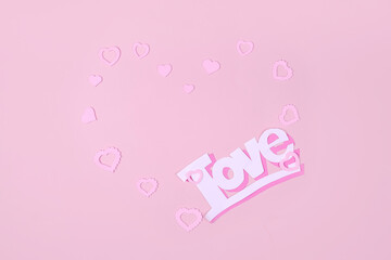 Valentine's day.Flat lay composition for holiday valentine's day.Festive card, poster.Valentine's day pink background banner