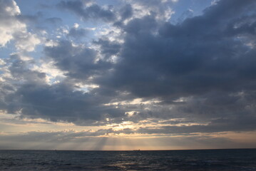 Naklejka na ściany i meble Sunrise over the Black Sea in early January
