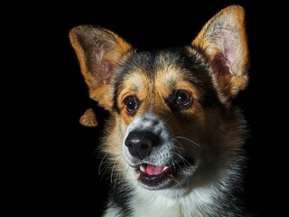 Pies rasy corgi pembroke na czarnym tle © Michal45