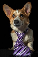 Pies rasy corgi pembroke rudy na czarnym tle