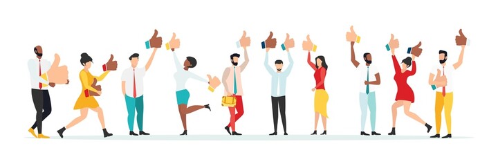 Customer feedback, testimonial, online survey concept. Group of people rating customer experience, writing review, leaving feedback. Client, user satisfaction. Isolated flat vector illustration
