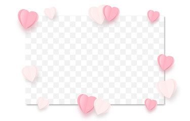 Vector paper hearts png. Hearts on an isolated transparent background. Paper design elements. Valentine's Day banner. PNG place for text. Holiday, PNG.