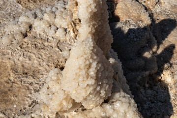 texture of minerals and salt in Dead sea