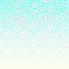 Abstract blue, green and white overlapping circles ethnic pattern background.