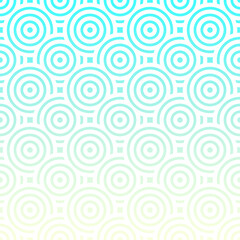 Abstract blue, green and white overlapping circles ethnic pattern background.