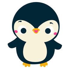 Cute penguin. Cartoon kawaii animal character. Vector illustration for kids and babies fashion