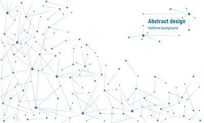 Geometric abstract background. Design connected lines and points. Structure molecule. Texture chaotic grid. Technology poster. Constellations. Vector illustration