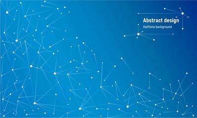 Geometric abstract background. Design connected lines and points. Structure molecule. Texture chaotic grid. Technology poster. Constellations. Vector illustration