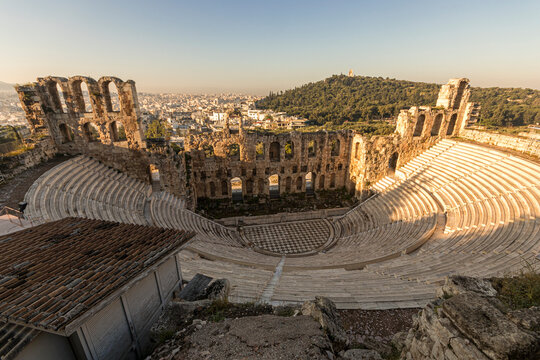 Athens, Greece. The Odeon of Herodes Atticus, also called Herodeion or Herodion, a stone Roman theater in the Acropolis