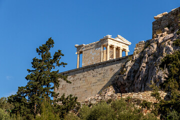 Athens, Greece. The Temple of Athena Nike, an Ionic temple on the Acropolis dedicated to the...