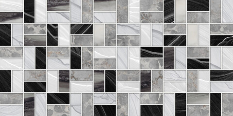 black and white marble texture mosaic background