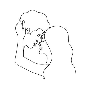 recommend clip art: Abstract couple on white in a line art style.