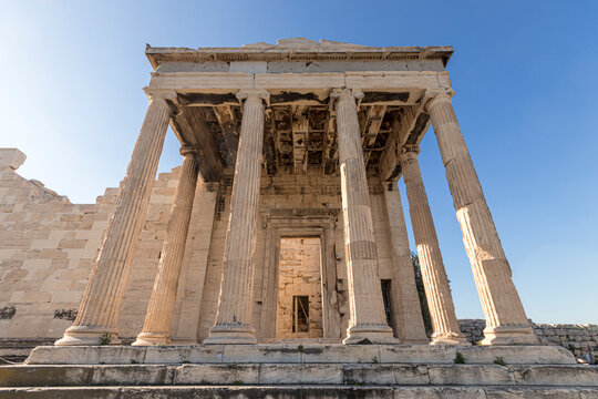 Athens, Greece. The Erechtheion, or Temple of Athena Polias, an ancient Greek Ionic temple-telesterion on the north side of the Acropolis