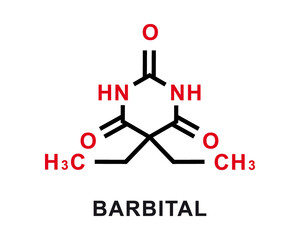 Barbital chemical formula. Barbital chemical molecular structure. Vector illustration