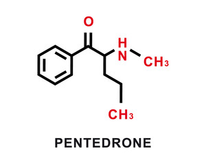 Pentedrone chemical formula. Pentedrone chemical molecular structure. Vector illustration