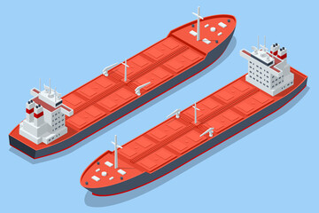 Isometric tanker ship vessel. Import or export oil and gas petrochemical with tanker ship transportation oil. Tank ship or tankship. © Golden Sikorka